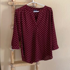 Red polka dot Van Heusen Blouse